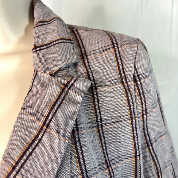 Frank and Oak Purple Plaid Single Breasted Blazer Jacket Linen Blend Size XS - Picture 12 of 12